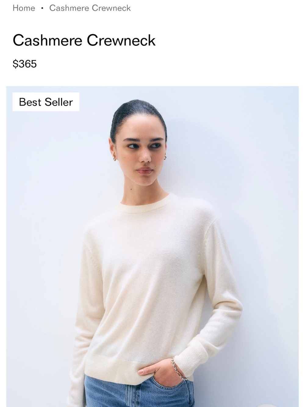 White + Warren Cashmere Crewneck Sweater in Soft White